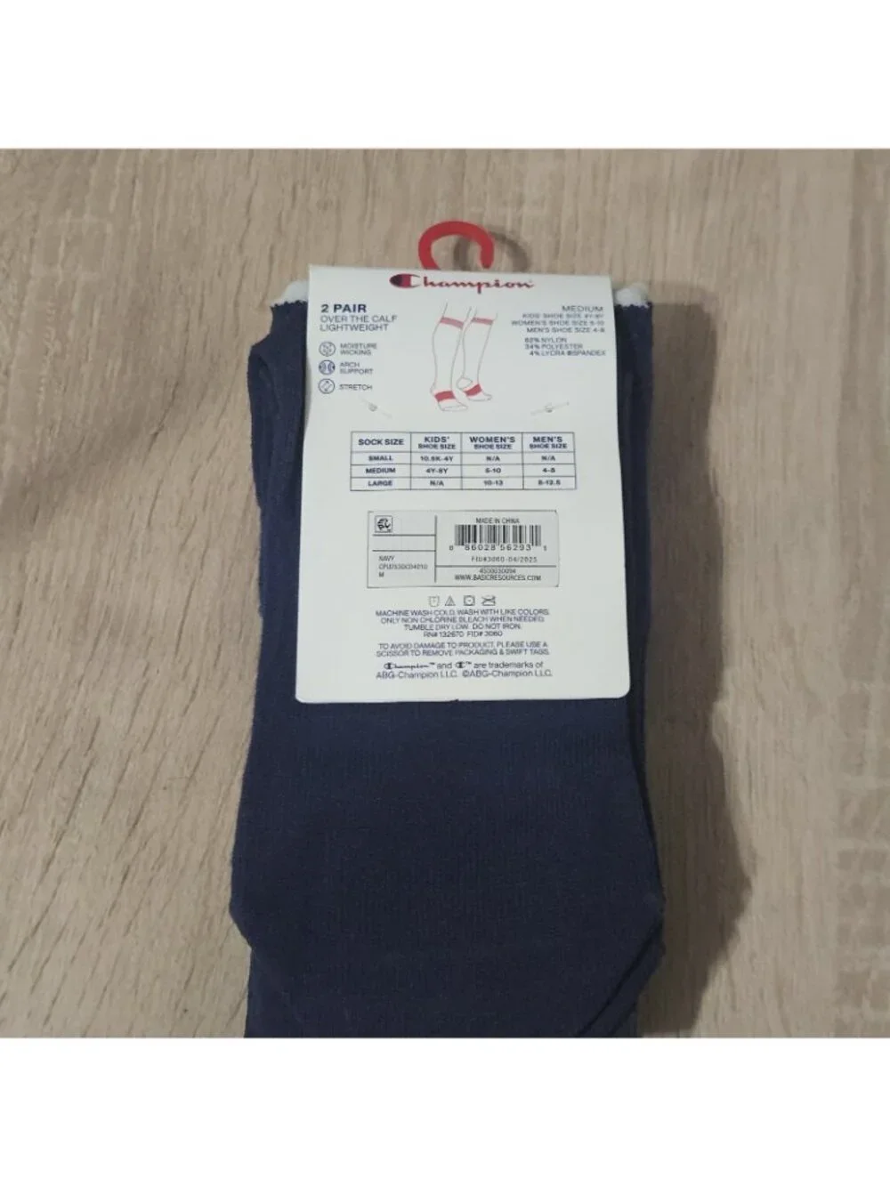 2 Pair Champion Over The Calf Lightweight Soccer Socks - Size M Navy Athletic